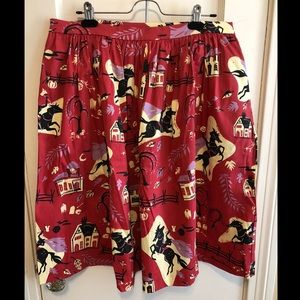 Kitschy Witch Sleepy Hollow Print Skirt NWOT XL